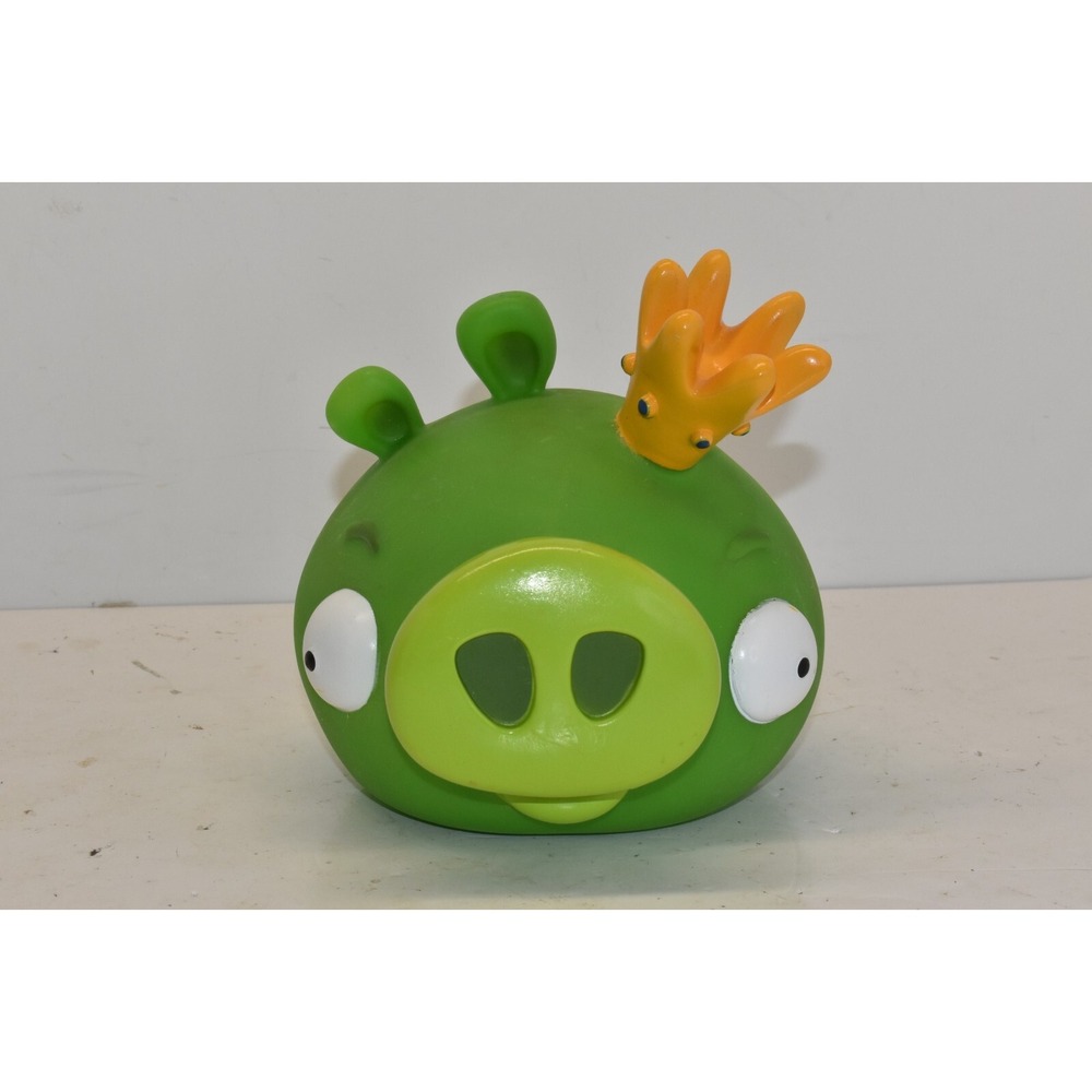 Rare Angry Birds King Pig Green Ceramic Coin Piggy Bank Rovio NO STOPPER